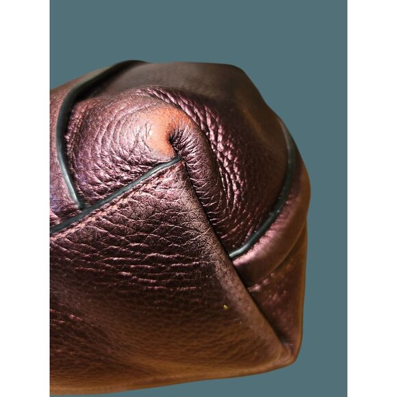 Coach Marlon Pebble Leather Metallic Wine Hobo Shoulder Crossbody Bag - Picture 6 of 16